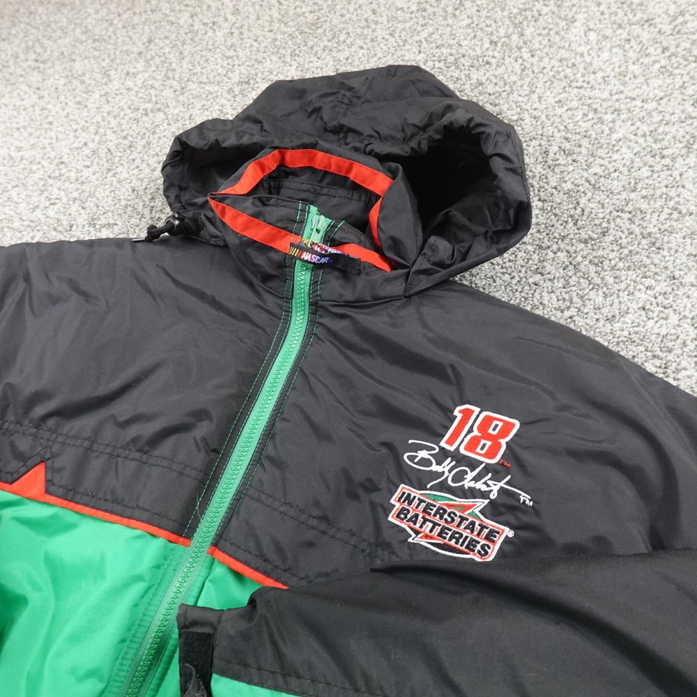 VTG Bobby Labonte Jacket Mens‎ L Black Green Chase NASCAR Racing 18 Bomber Coat
